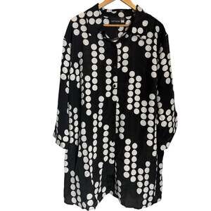 Antthony Black White Polka Dot Print Button Front Modern Tunic Top Plus Size 3X